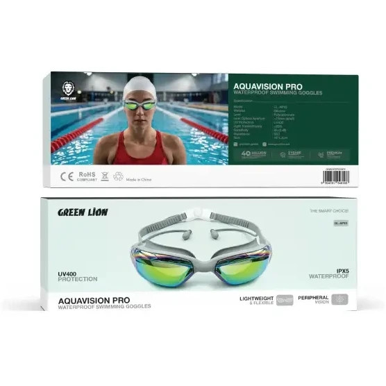 عینک شنا ضدآب گرین لاین مدل Green Lion AquaVision Pro